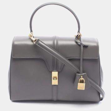 Pre Owned Celine 16 Seize Medium Handbag  Leather  Gray