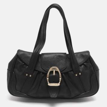 Pre Owned Celine Black Leather Shoulder Bag