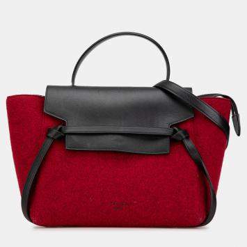 مملوكة مسبقًا Celine Black Red Mini Felt and Calfskin Belt Satchel