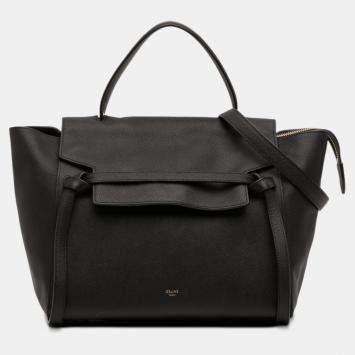 مملوكة مسبقًا Celine Black Mini Grained Calfskin Belt Satchel