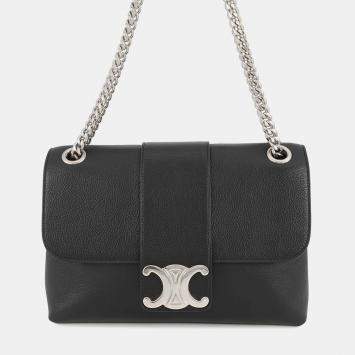 مملوكة مسبقًا Celine Victoire Chain Shoulder Bag Black Calf Leather Size Medium