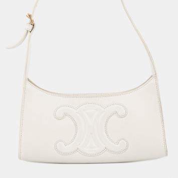 مملوكة مسبقًا Celine Cuir Triomphe Shoulder Bag White Leather
