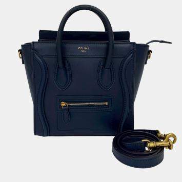 مملوكة مسبقًا Celine Blue Nano Leather Luggage Tote