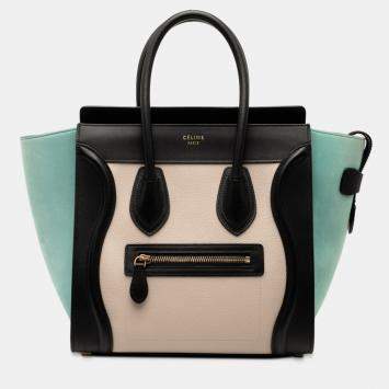 مملوكة مسبقًا حقيبة أمتعة ميكرو جلد ثلاثي الألوان بني سيلين