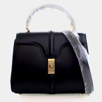 Pre Owned Celine Small Black Calfskin 16 Top Handle Bag