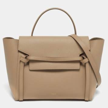 مملوكة مسبقًا Celine Belt Mini Beige Leather Top Handle Bag