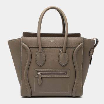 Pre Owned Celine Brown Micro Leather Luggage Tote
