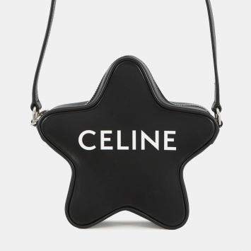 Pre Owned Celine Etoile Star-Shaped Shoulder Bag Black Smooth Calf Leather Size Small