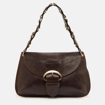 Pre Owned Celine Brown Leather Vintage Shoulder Bag