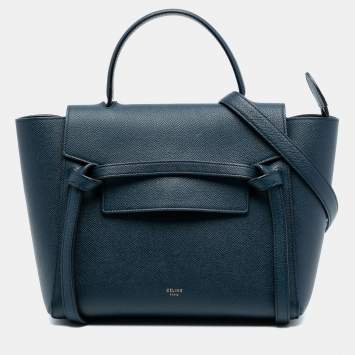 Pre Owned Celine Blue Micro Grained Calfskin Belt Bag