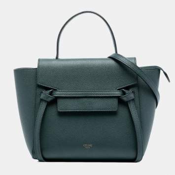 مملوكة مسبقًا حقيبة سيلين حزام جلد عجل محبب نانو أخضر