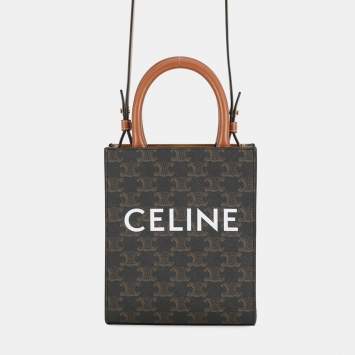 مملوكة مسبقًا Celine Triomphe Vertical Hippo Tan Leather Pvc Size Mini