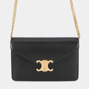 مملوكة مسبقًا محفظة سلسلة مارغو سيلين تريومف جلد عجل أسود لامع