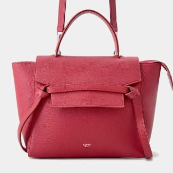 Pre Owned Celine Belt Bag Red Leather Size Micro