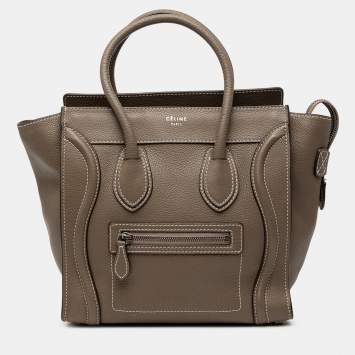 Pre Owned حقيبة يد توتس سيلين لاغيدج جلد عجل صغير مضغوط بني