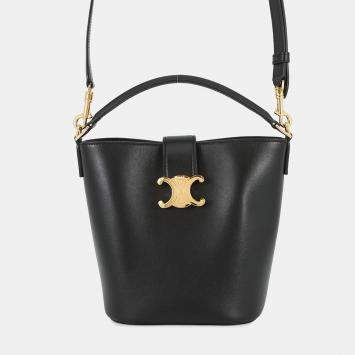 Pre Owned Celine Bucket Louise Black Calf Leather Size Small