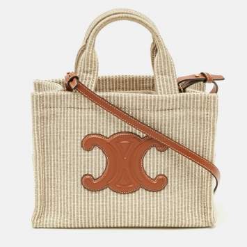 Pre Owned حقيبة يد سيلين ثايس كاباس قماش وجلد بني/رمادي صغيرة