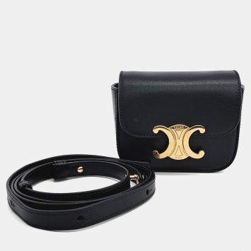 مملوكة مسبقًا Celine Black Leather Triumph Mini Crossbody Bag