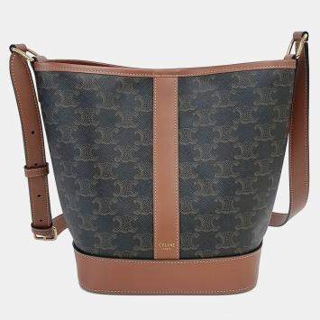 Pre Owned حقيبة دلو تريومف صغيرة قماش مطلي بني سيلين