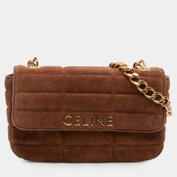 مملوكة مسبقًا Celine Brown Suede Monochrome Shoulder Bag