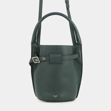 Pre Owned Celine Big Bag Bucket Dark Green Leather Size Nano