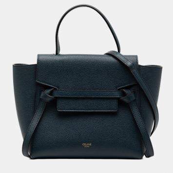 Pre Owned Celine Blue Nano Grained Calfskin Belt Bag