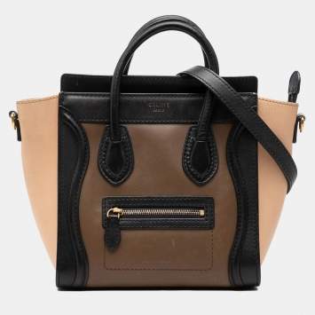 Pre Owned حقيبة سيليين لاغج جلد ثلاثية اللون بني أسود نانو