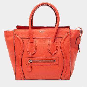 مملوكة مسبقًا Celine Orange Micro Leather Luggage Tote