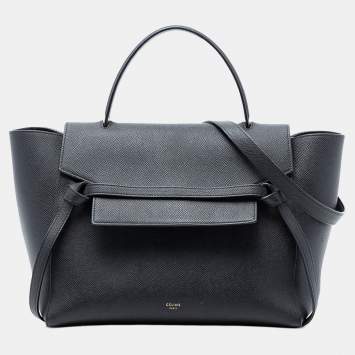 مملوكة مسبقًا حقيبة حزام سيلين جلد عجل محبب صغيرة سوداء