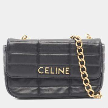 مملوكة مسبقًا حقيبة كتف سيليين متموجة أحادية اللون جلد أسود