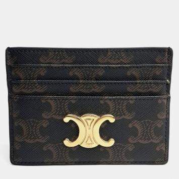 Pre Owned Celine Triumph Brown Canvas card wallet