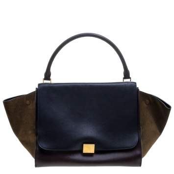 Pre Owned Celine Tri Color Leather and Suede Large Trapeze Bag