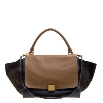 Pre Owned Celine Tricolor Leather and Suede Medium Trapeze Top Handle Bag