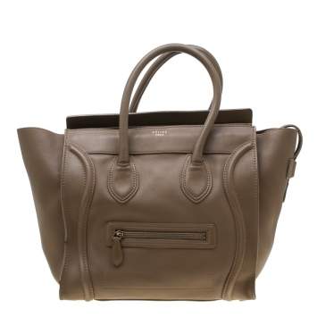 Pre Owned Celine Brown Leather Mini Luggage Tote