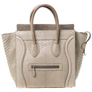 Pre Owned Celine Grey Python Mini Luggage Tote