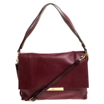 Pre Owned Celine Red Calfskin Leather Blade Flap Bag