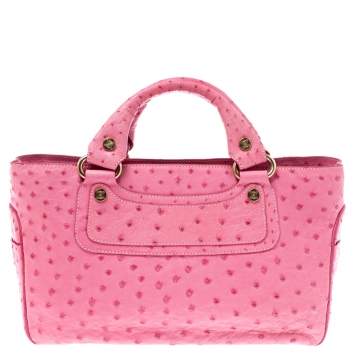 Pre Owned Celine Pink Ostrich Boogie Tote