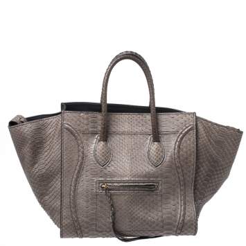Pre Owned Celine Grey Python Medium Phantom Luggage Tote 