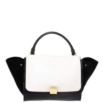 مملوكة مسبقًا Celine Black/White Leather and Suede Medium Trapeze Bag