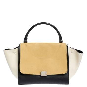 مملوكة مسبقًا Celine Tri Color Nubuck and Leather Medium Trapeze Top Handle Bag