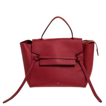 Pre Owned Celine Red Leather Belt Top Handle Bag