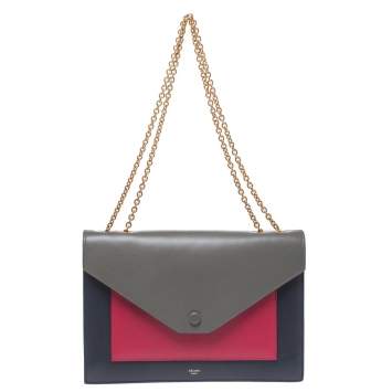 Pre Owned Céline Multicolor Leather Pocket Flap Shoulder Bag