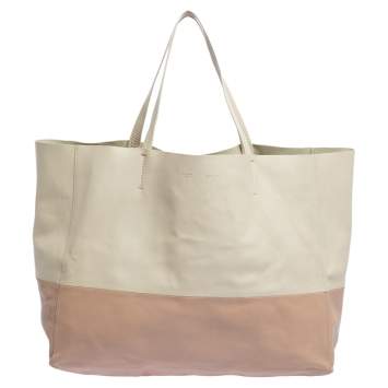 Pre Owned Celine Nude/Light Beige Leather Horizontal Cabas Tote