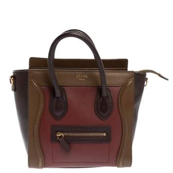 Pre Owned Celine Tri Color Leather Nano Luggage Tote