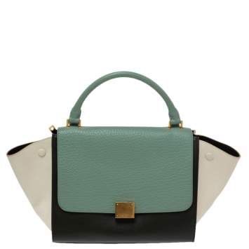 Pre Owned Celine Tri Color Leather Small Trapeze Bag