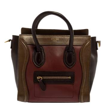 Pre Owned Celine Tri Color Leather Nano Luggage Tote
