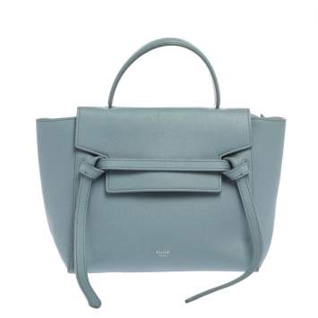 Pre Owned Celine Blue Leather Micro Belt Top Handle Bag