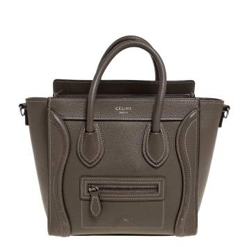 Pre Owned Celine Grey Leather Nano Luggage Tote