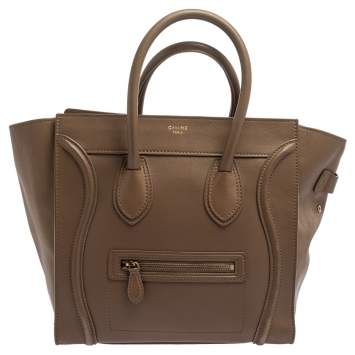 Pre Owned Celine Beige Leather Mini Luggage Tote