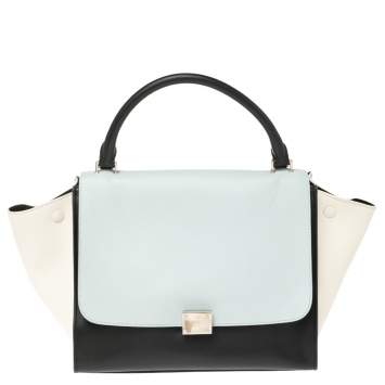Pre Owned Celine Tri Color Leather Medium Trapeze Top Handle Bag